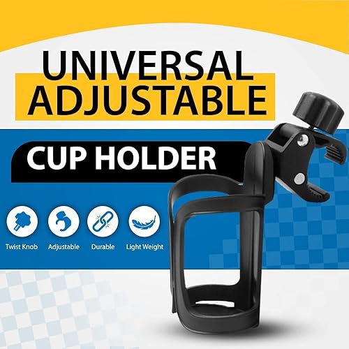 Miniatura 4 de Portavasos ajustable para cochecitos, andadores, sillas de ruedas, patinetes con ruedas y rodillas, soporte universal para vasos de bebida, soporte