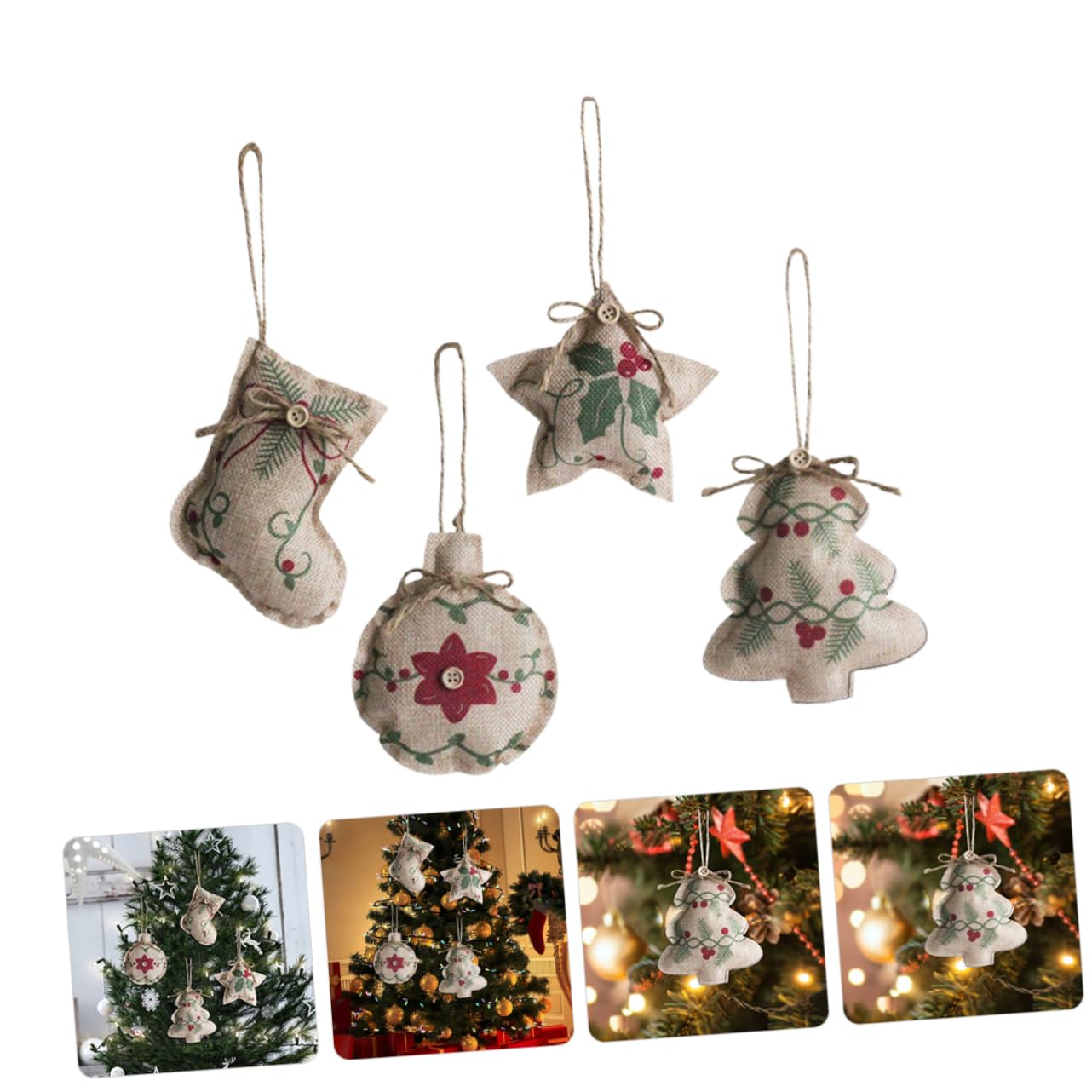 Cabilock 5 Sätze Weihnachtsbaum Hängende Dekoration Künstlicher Weihnachtsbaum Weihnachts-adventskalender-Wand Goldener Weihnachtsbaum Ornamente Girlanden Colorful Pp Baumwolle 4 Stück * 5