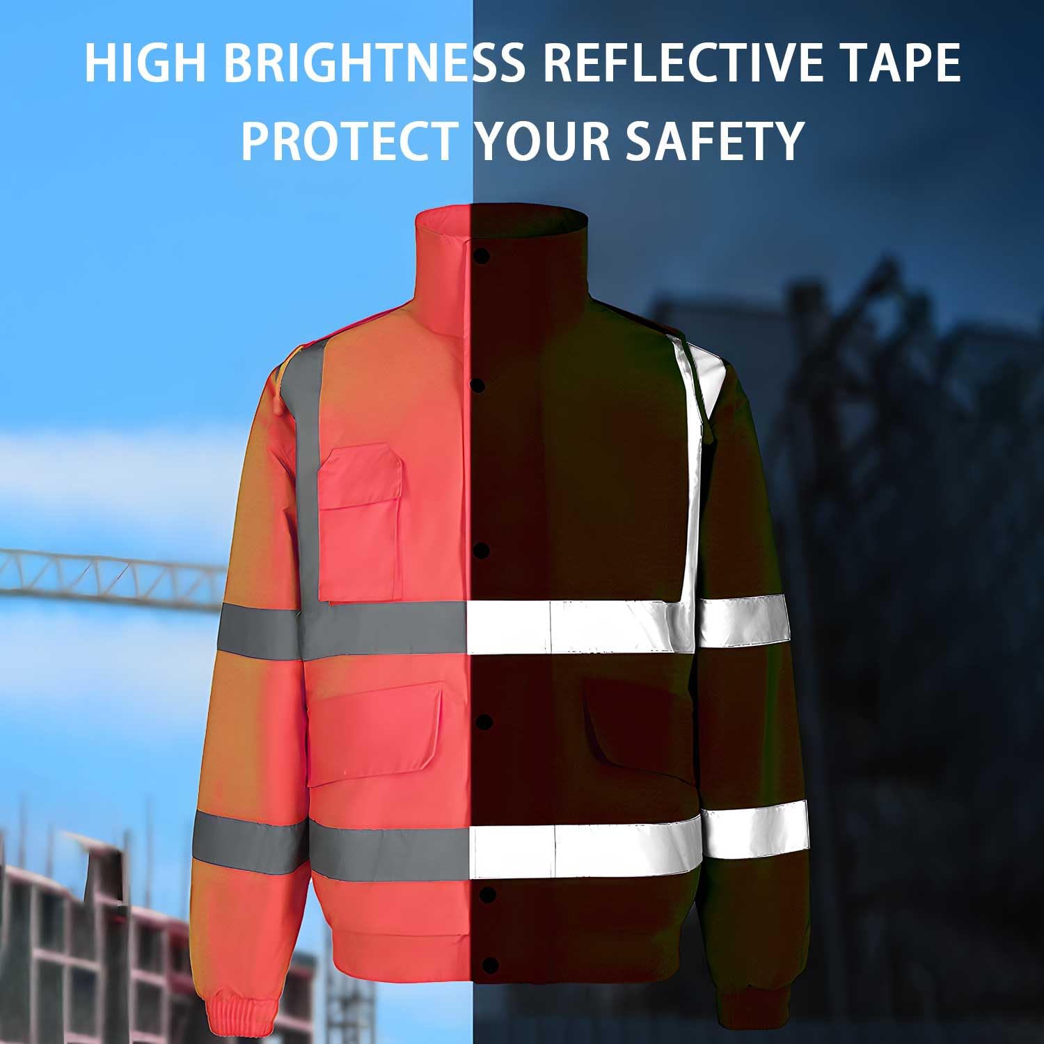 Niestandardowe logo Hi Vis Viz kurtka bomberka o wysokiej widoczności odzież robocza bezpieczeństwo bezpieczeństwo z kapturem wyściełane wodoodporne płaszcze odzież robocza top