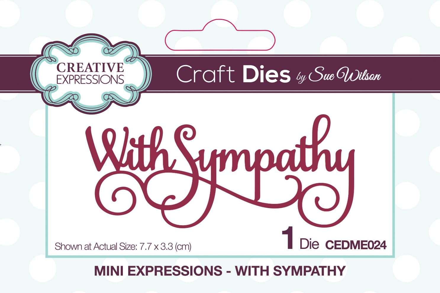 Creative Expressions Silver Sue Wilson Mini Expressions - With Sympathy, 7.7 X 3.3 Cm