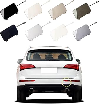 Car Rear Bumper Tow Hook Cover Compatible with Audi Q5 2008 2009 2010 2011 2012 2013 2014 2015 2016 2017 8R0807449 8R0807450 Trailer Cover Towing Eye Cap Black Left Driver Side