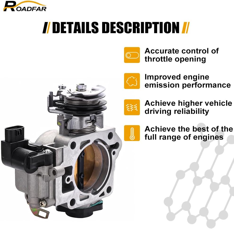 ROADFAR Electric Throttle Body 16400-RAA-A62 16400-RAA-A63 16400PZDA11 16400PZDA12 for 2003-2005 for Honda Accord | 2003-2006 for Honda Element Automotive Replacement Fuel Throttle Bodies