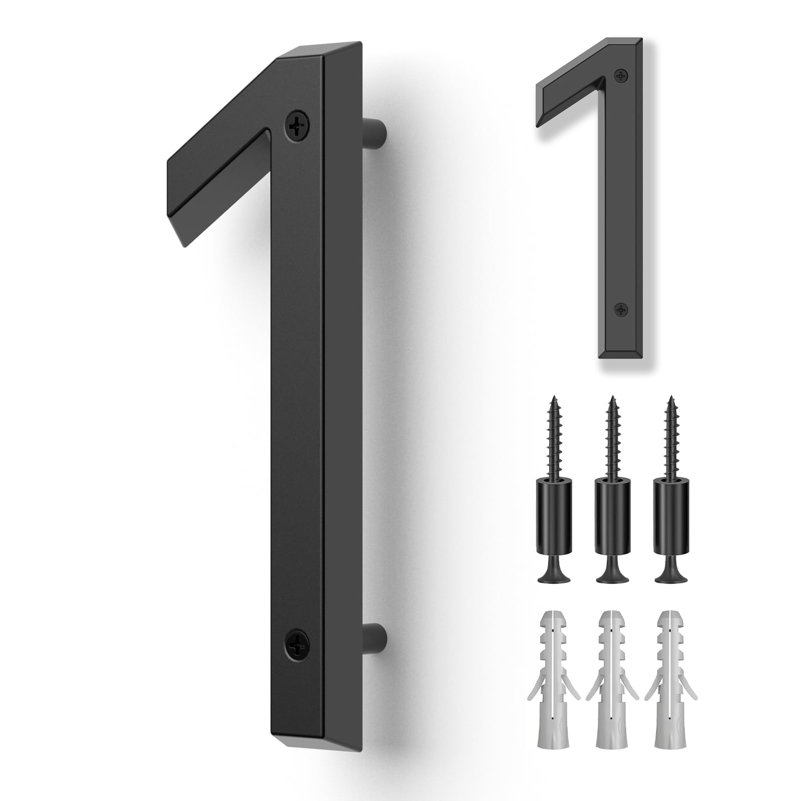 6" Floating House Number for Outside, Metal Modern House Numbers, 3D Modern Mailbox Number, House Address Signs with Nail Kit, Waterproof and Rustproof (1)
