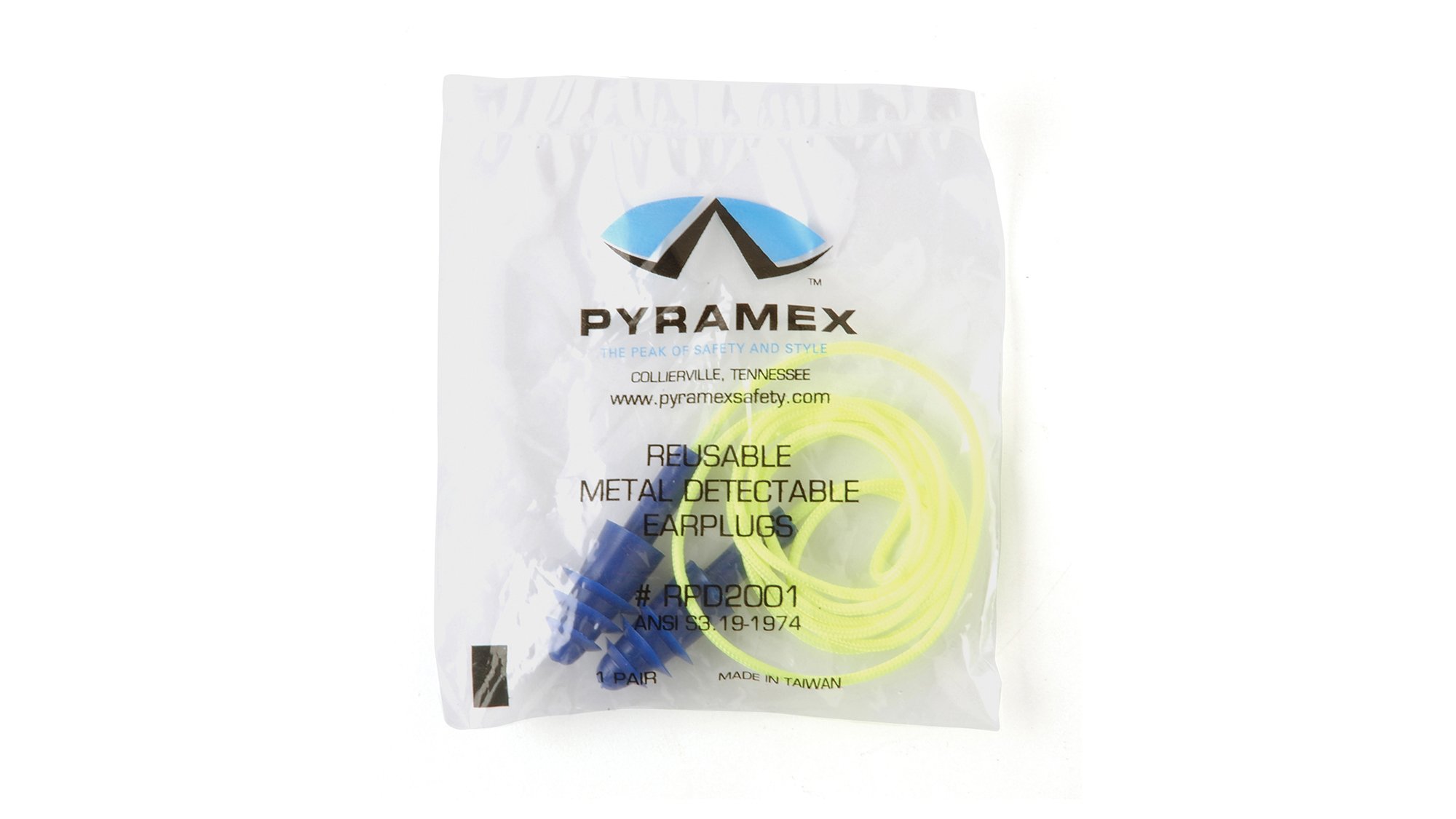 Pyramex Safety Pyramex Metal Detectable Reusable Corded Earplugs 100 Corded Pair per Box by