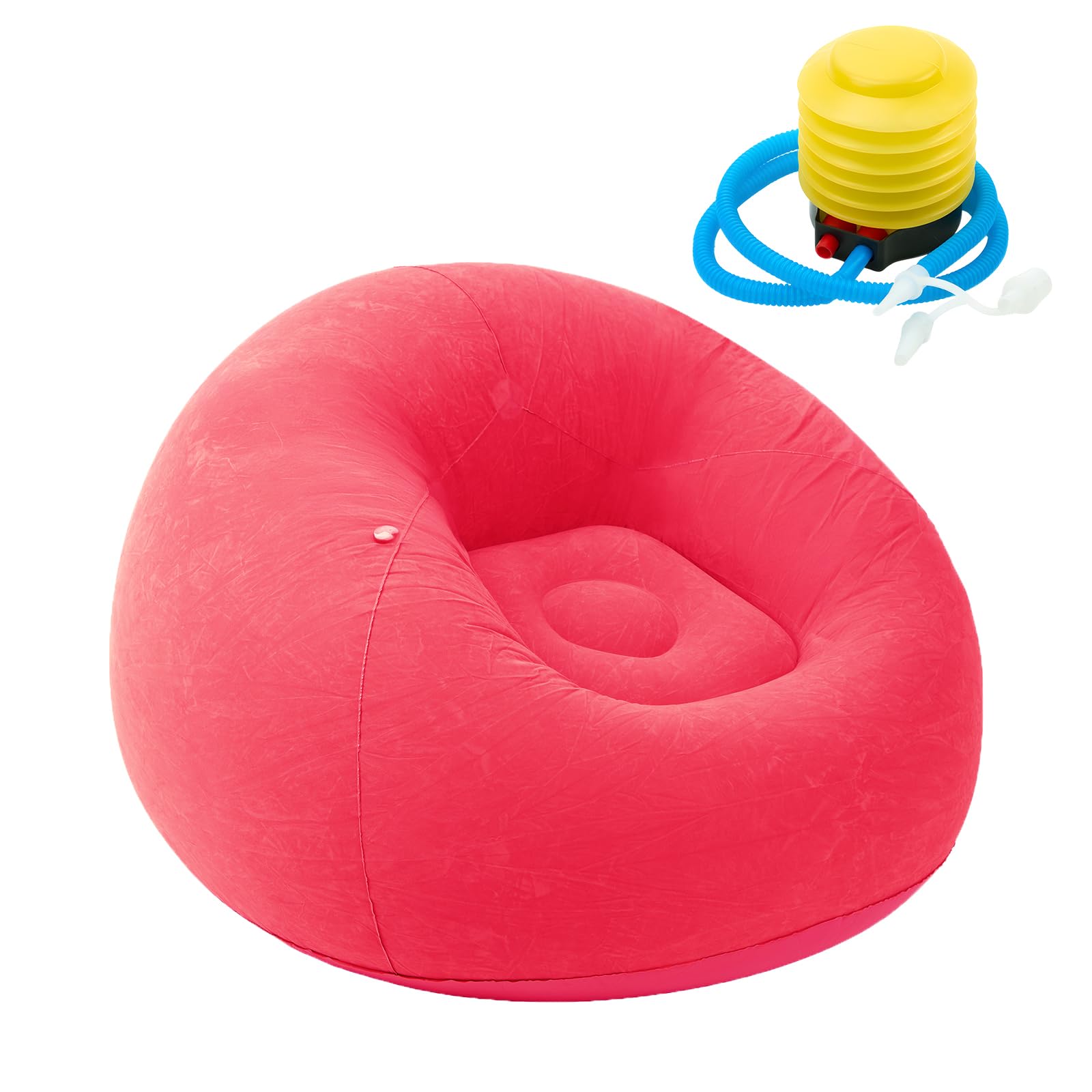 LN Cozy CORNE Portable Inflatable Sofa Chair, Compact Air Couch for Indoor & Outdoor Use, Comfortable Flocking Lounge Chair for Adults, Bedroom, Living Room, Camping (Rose Red, 1pcs)