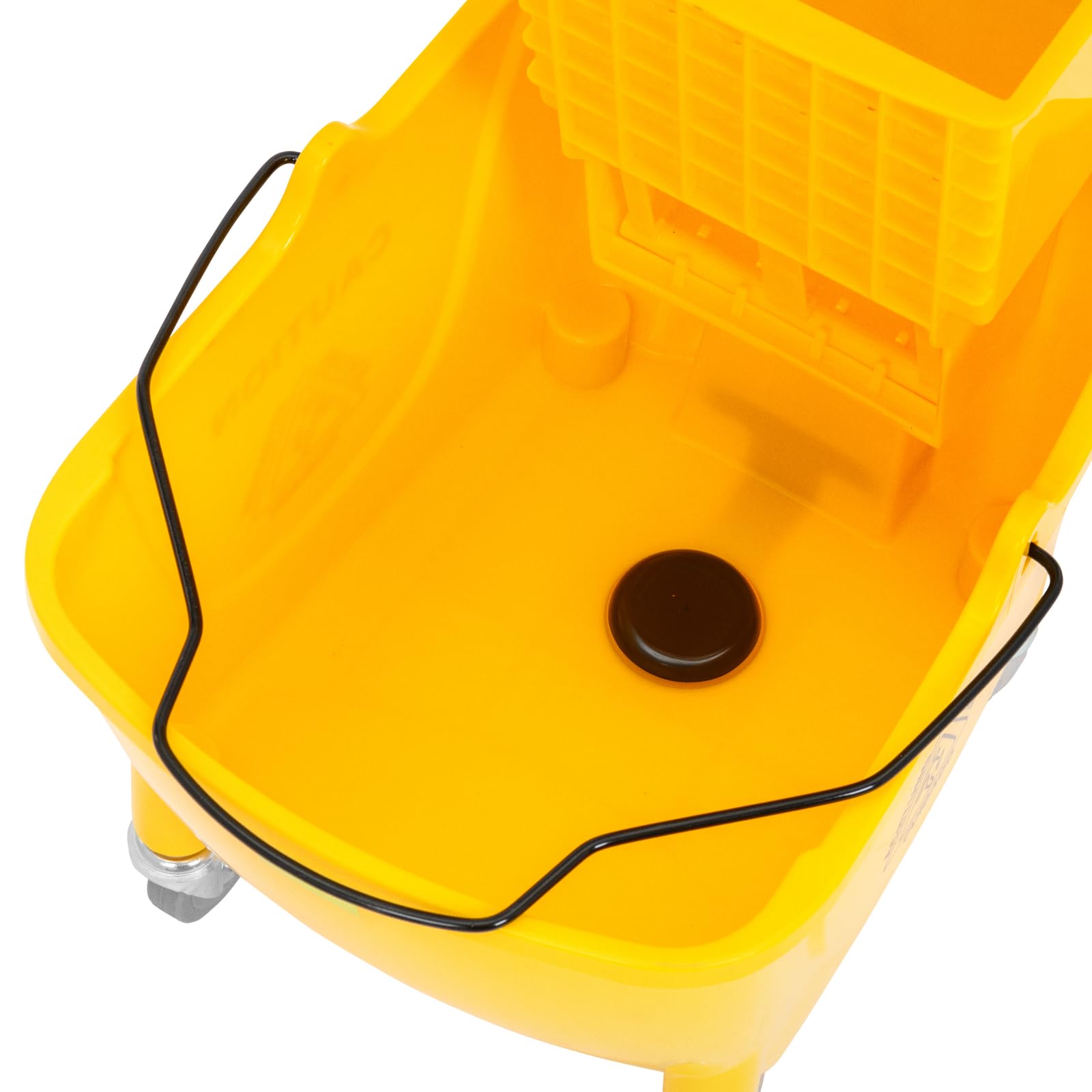 Carro de Limpieza con Prensa y Cubo de 32 L Prensa con Mango Engomado para Mopa hasta 130 mm 4 Ruedas Carro de limpieza industrial Carro de fregar para hostelería Carrito para fregar suelos