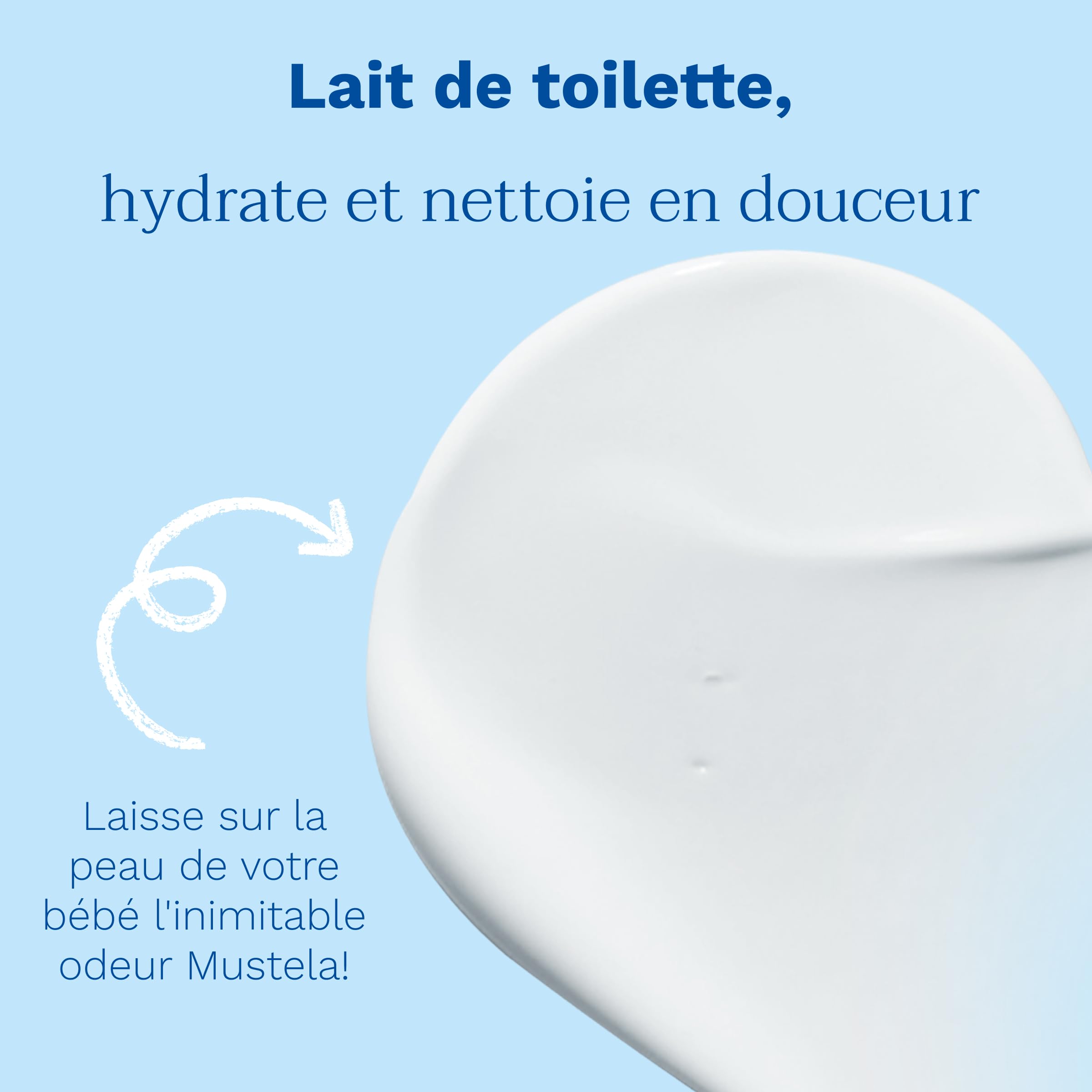Mustela - Lait de Toilette Bébé Sans Rinçage - Soin Nettoyant et Favorisant l'Hydratation - 98% d'ingrédients d'origine naturelle - Haute Tolérance - Hygiène Bébé Douce Visage et Siège - Peau Normale