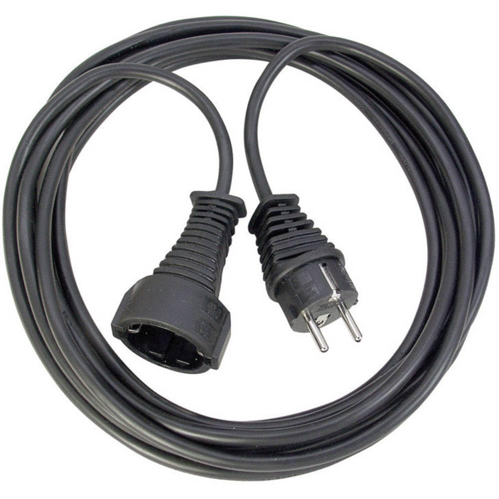Brennenstuhl Qualitäts-Kunststoff-Verlängerungskabel mit Schutzkontakt-Stecker (Verlängerungskabel für innen mit 2m Kabel) schwarz