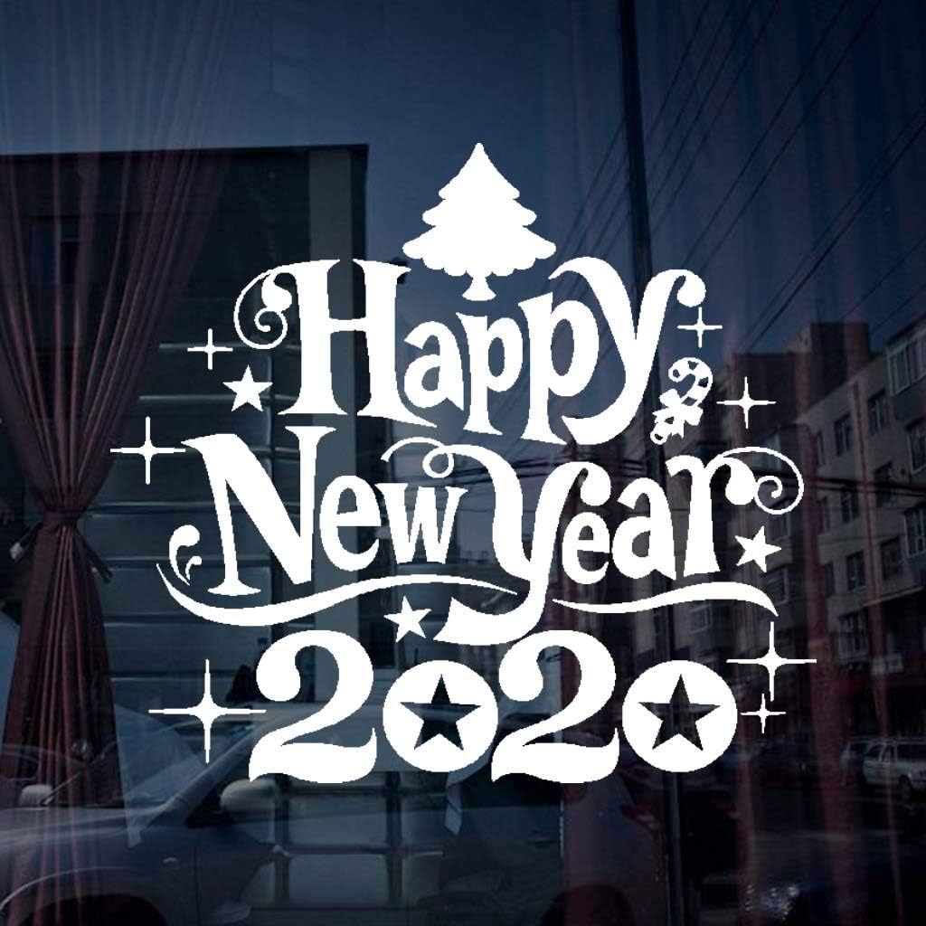 2020 Wall Sticker Cartoon Window Refrigerator Decal DIY Christmas Window Mural Sticker for Kitchen Garage Home Decoration (Multicolor)