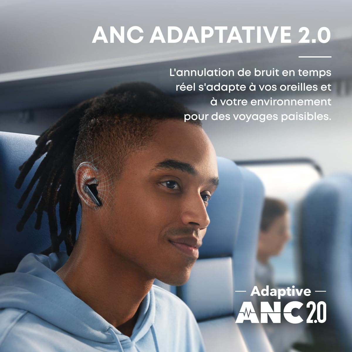 Soundcore by Anker Liberty 4 NC Ecouteurs Bluetooth sans Fil, Bluetooth 5.3, Reducteur de Bruit Adaptative aux Oreilles et à l'environnement, Hi-Res, 50H de Lecture Noir