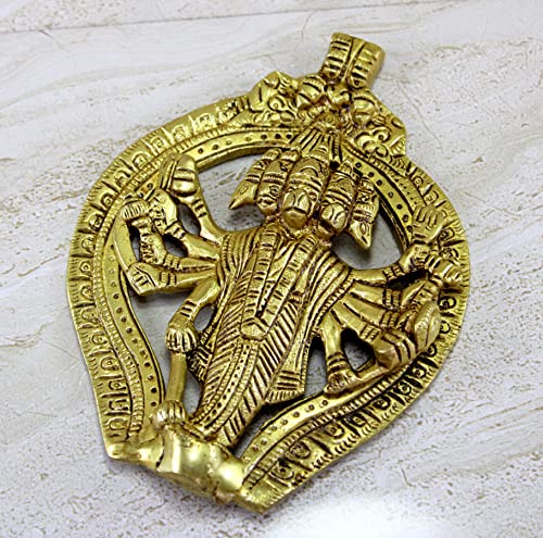 ESPLANADE Brass Panchmukhi Hanuman Wall Hanging Anjaneya Pavan Putra Bajrangbali Maruti Idol Murti Moorti Statue - 6" Inches - Image 2