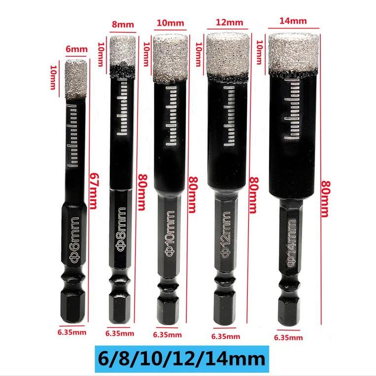 Set de 5 Brocas para Azulejos con Mango Hexagonal miniatura 3