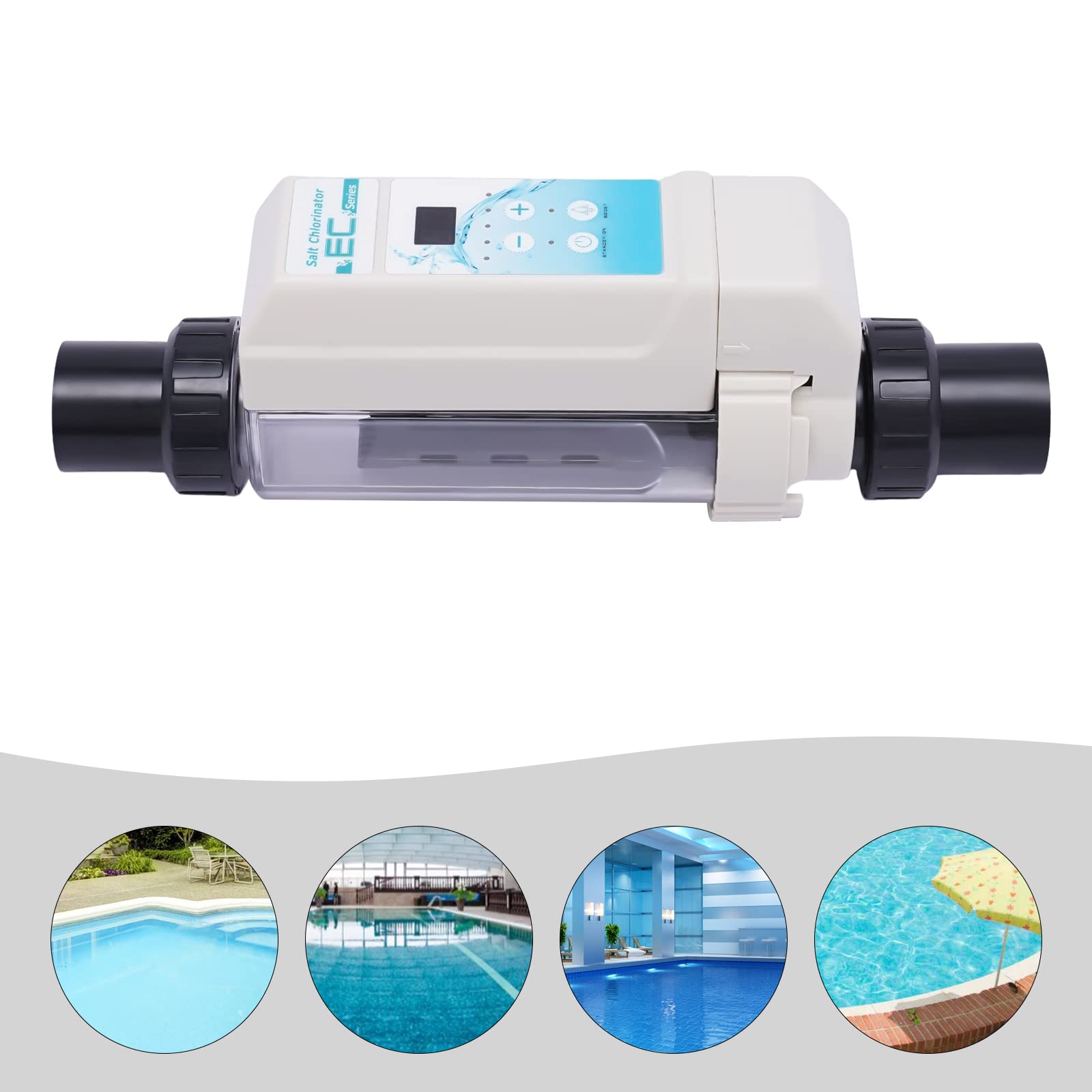 Système d'eau salée pour piscine - 8 g/h - Blanc - Avec auto-nettoyage - Peu encombrant - Pour jusqu'à 50 m³ - Réglage intelligent - Prise UE