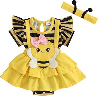 Baby Girl Summer Clothes Bear Short Sleeve Romper Dress Plaid One-Piece Bodysuit With Headband Infant Girl Outfit