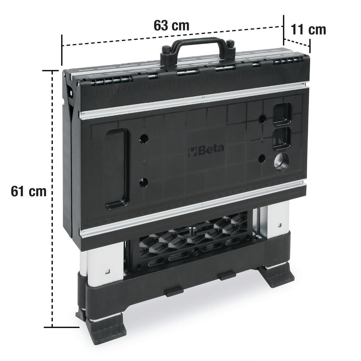 BETA - Banco da Lavoro Pieghevole Multiuso con Piano 820x630 mm e Gambe Telescopiche Regolabili, Banco Professionale Portatile con Morsetti per Officina Garage Fai da Te e Manutenzione, C56BLP