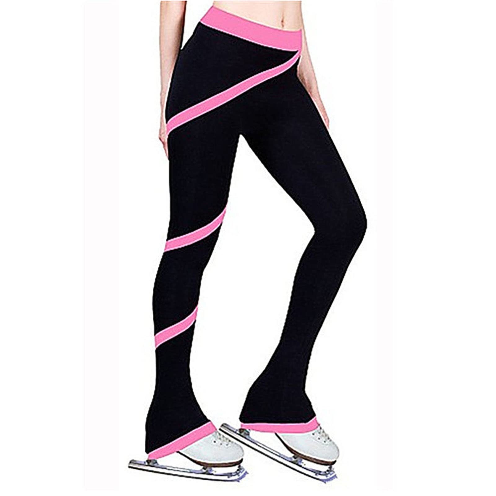 Damskie dziewczęce spodnie do jazdy figurowej, legginsy do jazdy figurowej dla kobiet, obcisłe spodnie do jazdy figurowej z polarem, dziewczęce rajstopy sportowe (kolor: E, rozmiar