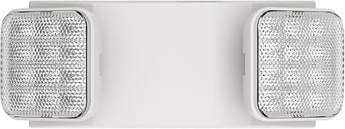 Miniatura 1 de EXITLUX 1 paquete de iluminación de emergencia LED con 2 cabezales LED, luces de emergencia comerciales blancas ajustables con batería de respaldo