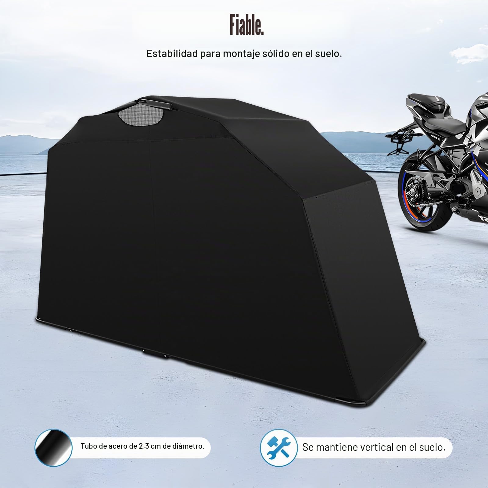 Fundas para moto, 270 x 105 x 155 cm, lona de protección de color 600D, tela Oxford, cubierta para moto, garaje o garaje, protección UV, resistente al agua