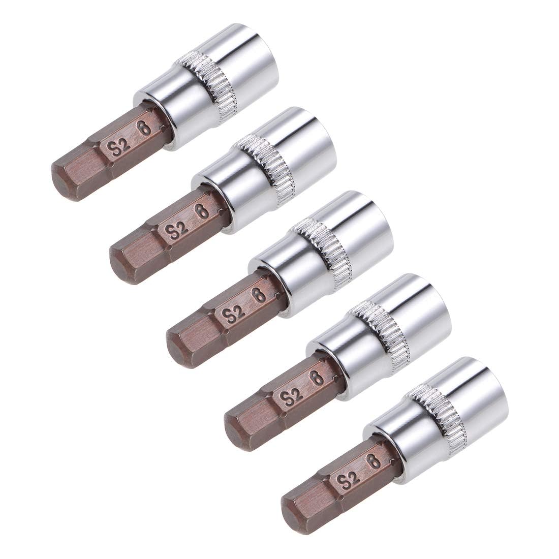 TOP-VIGOR 5Pcs Hex Bit Socket, 1/4" Drive x H6 (6mm) Allen Key Socket, Premium S2 Steel Bits, Hex Bit with 38mm Length for Torque Wrench, Ratchet Wrench, Impact Power Drills, Slide Bar — image 1