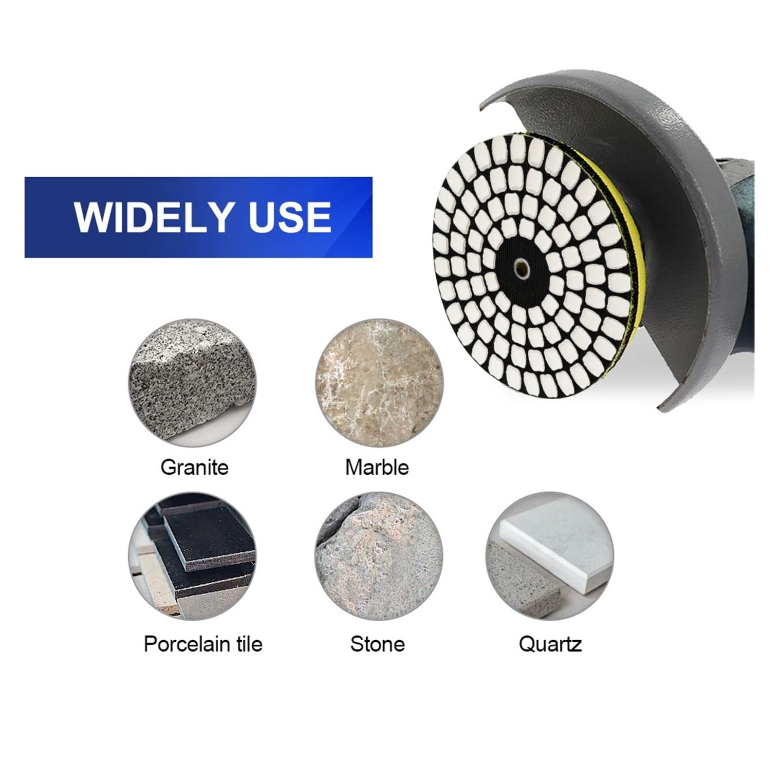 Suche diamentowe podkładki polerskie, Diamentowe pady polerskie 100 mm 4-etapowe Granit Marmur Porcelana Kwarc Na sucho Mokro 2 zestawy(2 Sets)