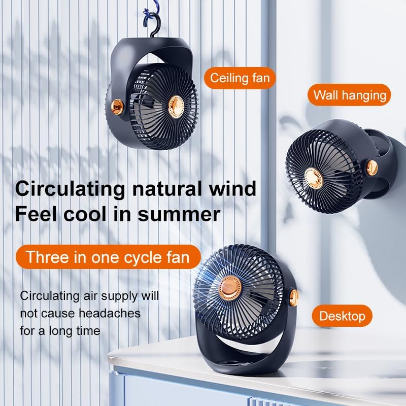 Image of SKYTONE Table Fan For Home | High Speed-Ultra-quiet, 360 Adjustment for Better Cooling-Fan-Upto 8 Hrs. Runtime-3 Speed Modes Portable fan for Home, Office, Kitchen (NAVYBLUE)