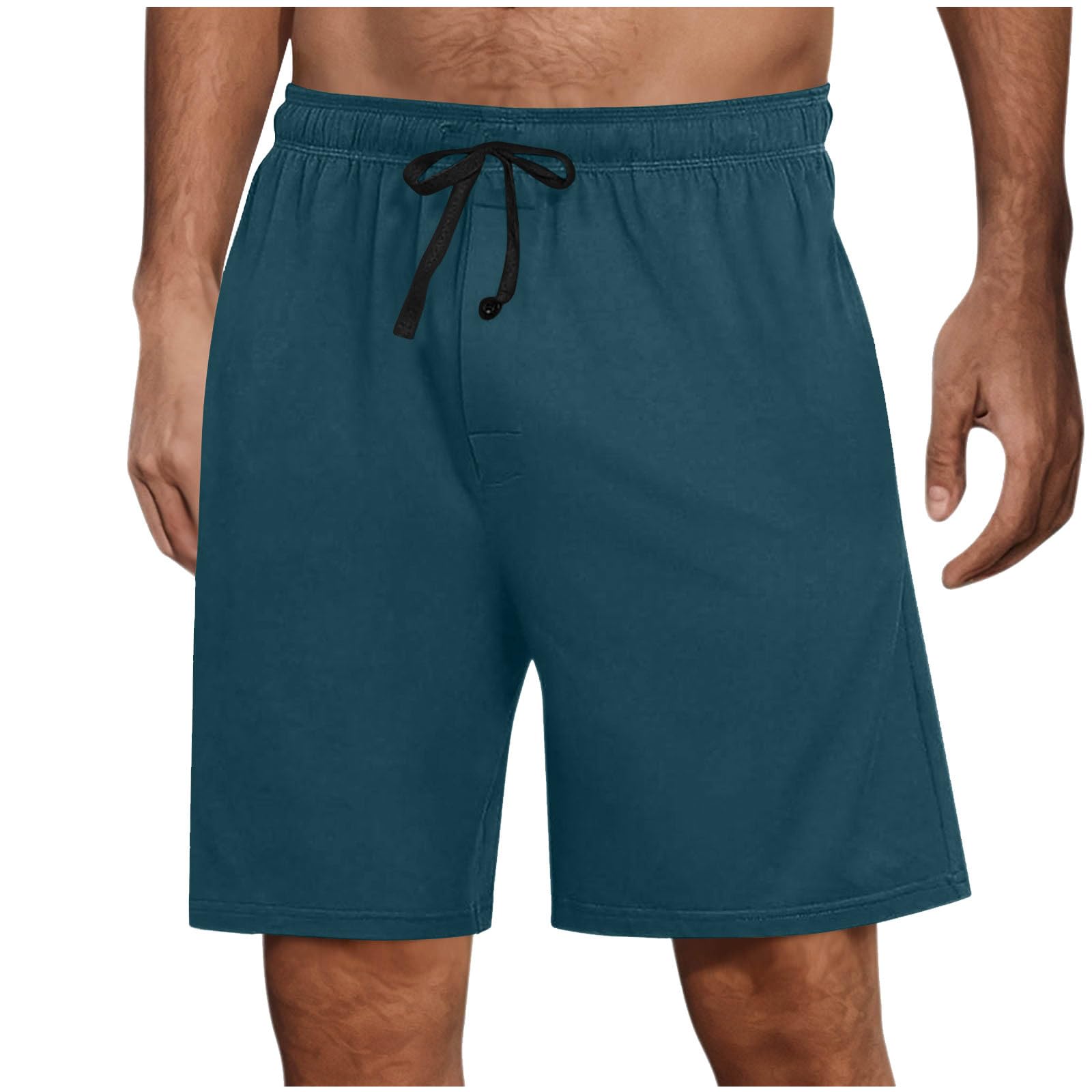 Shorts Herren Sommer Kurze Hosen Einfarbig Casual Outdoorshorts Chino Shorts Herrenshorts mit Kordelzug Kurz Schlafhose Elastische Taille Freizeitshorts Männer Sommershorts Marine M