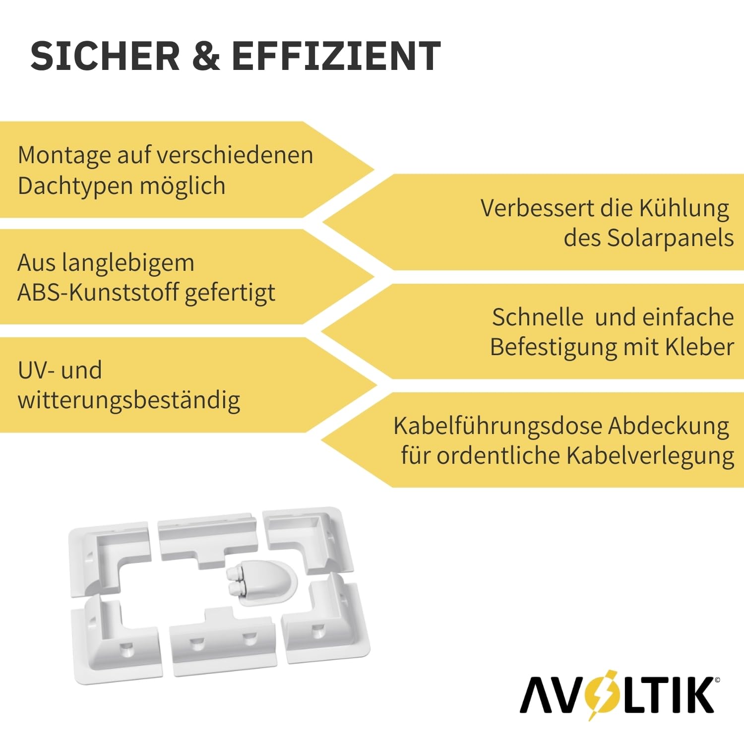 Avoltik Solarpanel Halterung Wohnmobil - Witterungsbeständige Halterung Solarpanel Wohnmobil aus ABS-Kunststoff - Solar Eckhalterung + Kabeldurchführung Dach - Solar Wohnwagen Halterung Weiß