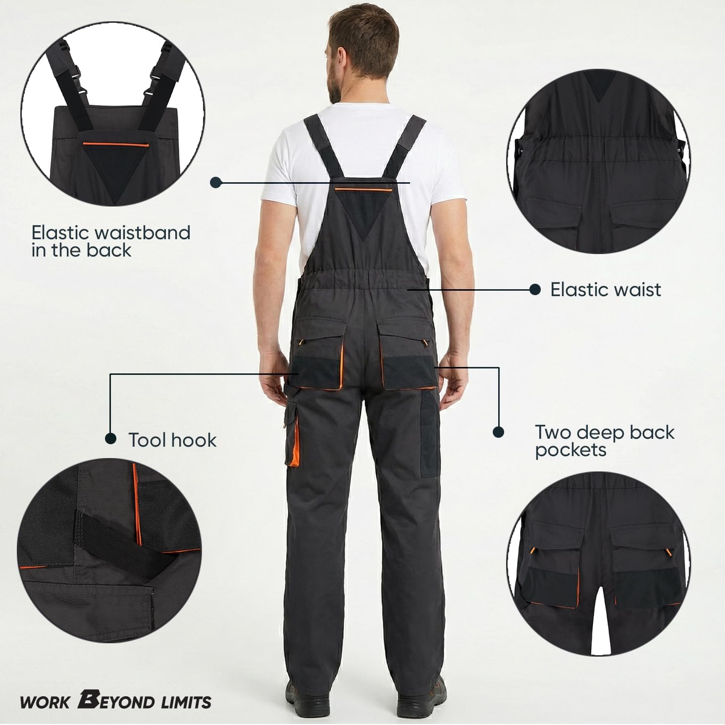 BWOLF Atlas - Peto para hombre, protección clásica, con bolsillos multifuncionales, color gris oscuro y naranja
