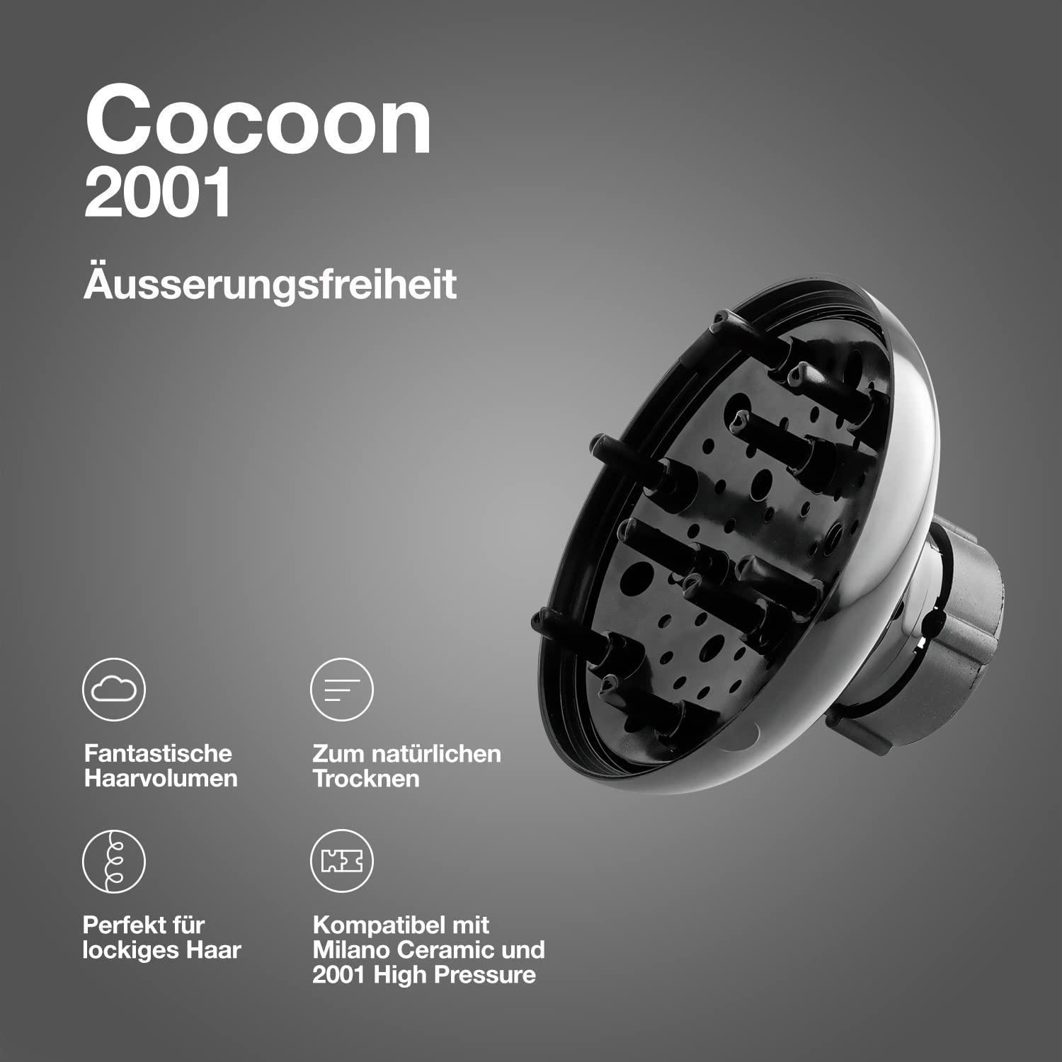 elchim - Diffusore Cocoon Compatibile per Phon Elchim 2001 / Milano | Capelli Ricci o Mossi | Volume e Asciugatura Rapida Naturale