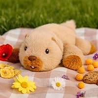 Vista 4 de Adorable animal de peluche de castor suave, lindo regalo de cumpleaños para niños y niñas pequeños
