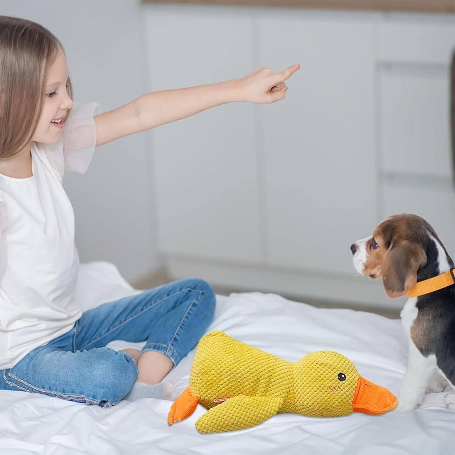 Shengruili Ente Hundespielzeug,Anti Stress Ente Für Hunde,Süße Spielzeugente Plüsch Antistressente für Hunde,Quietschendes Plüsch-Spielzeug für Kleine Mittlere