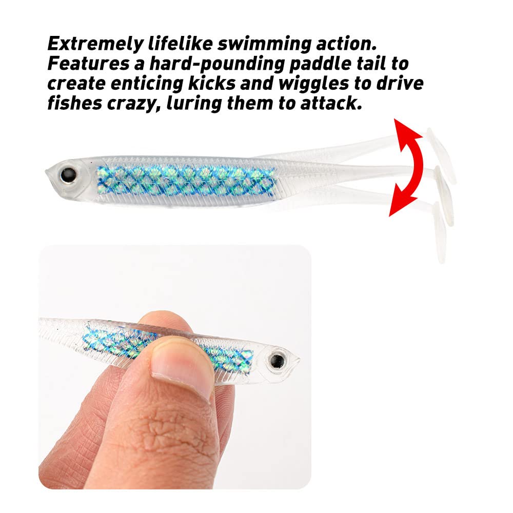 Confezione Da 20 - 4" Paddle Tail Shad-NERO BLU SILVER-Paddle - Foto 9