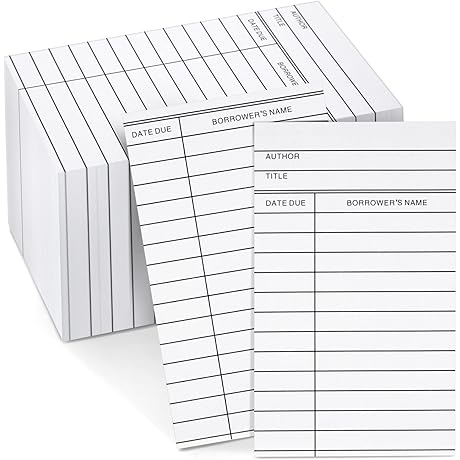600 Pack Blank Library Checkout Cards for School Book Checkouts, Catalog CDs,...