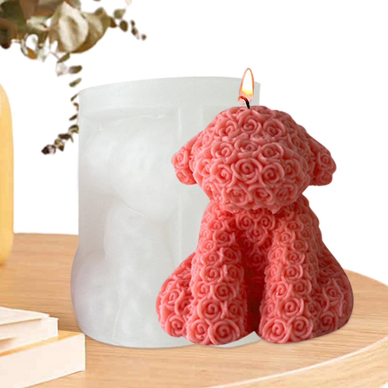 Molde for helado Ice Lolly, molde de oso 3D - Molde de resina de oso 3D con flor en relieve, molde de resina de oso de silicona for dulces, jabón, vela, jabón aroático, chocolate, fiesta del día de Sa