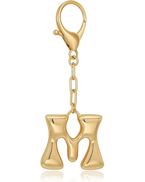 LILIE&WHITE Gold Bubble Initial Keychain For Women Handbag Charms Fashion Alphabet Keychain Accessories Gift
