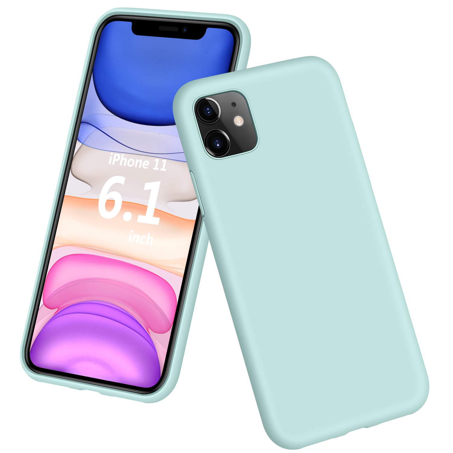 DTTOiPhone 11 Case, [Romance Series] Full Covered Shockproof Silicone Cover [Enhanced Camera and Screen Protection] with Honeycomb Grid Pattern Cushion for Apple iPhone 11 6.1” 2019, Mint Green
