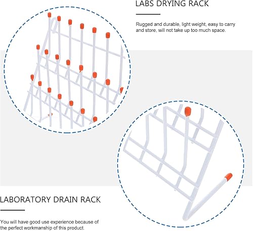 Miniatura 2 de Rejilla de secado para laboratorio con 24 clavijas, soporte de drenaje de alambre de acero para laboratorio, tubos de vidrio y vasos de