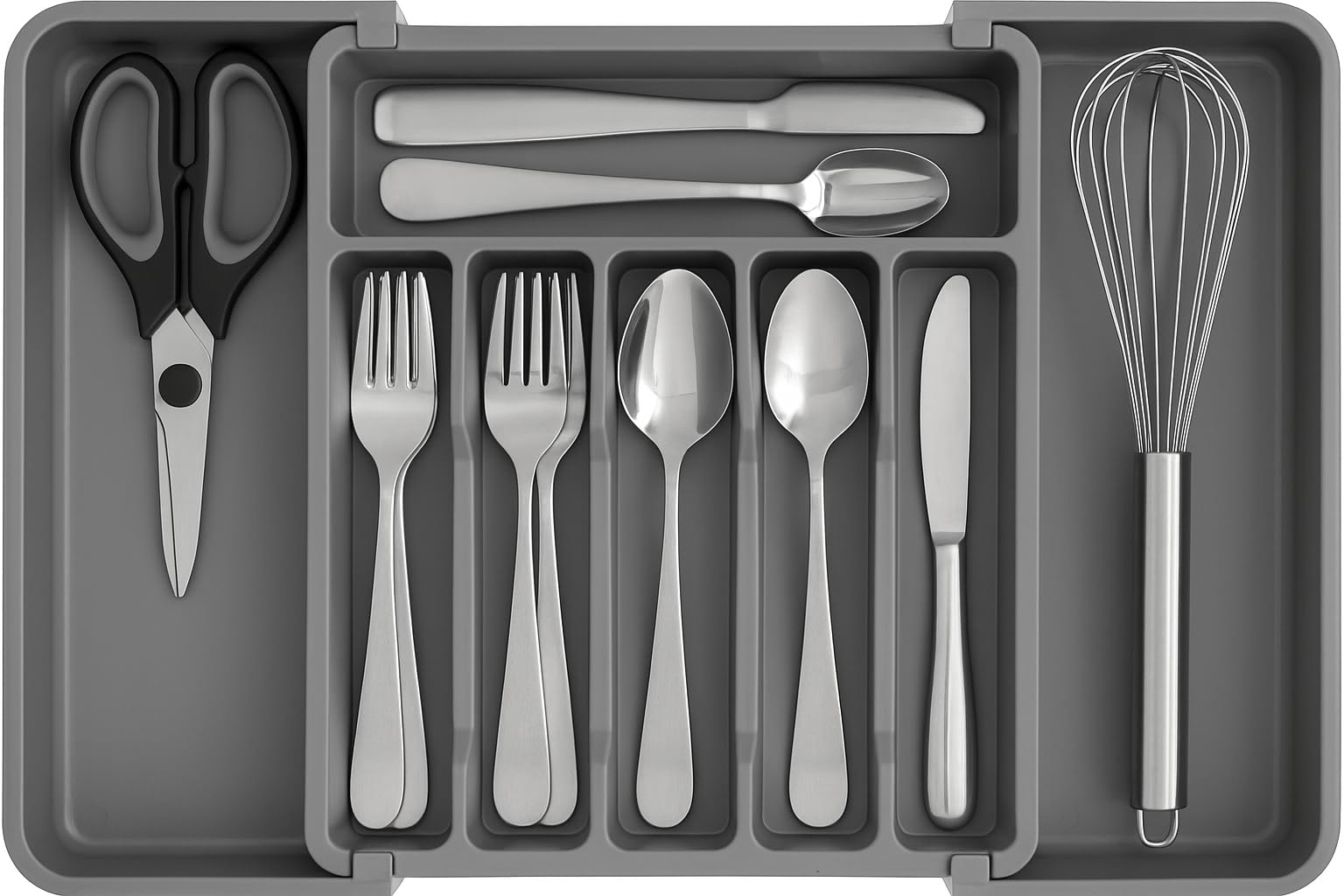 Almineez 8 Cutlery Drawer Organiser - Expandable Kitchen Drawer Organiser, Adjustable Cutlery Tray, Utensil Drawer Tidy Organiser for Forks, Knives, Multipurpose Divider