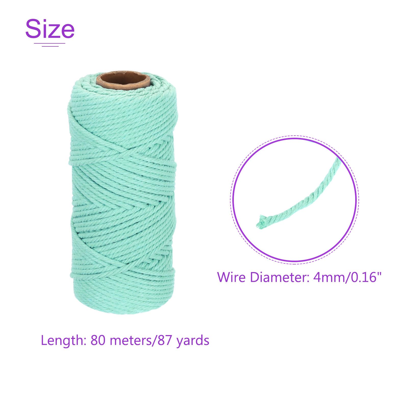 DMiotech 4mm x 80M (87 Yard) Light Blue Natural Cotton Macrame Rope - Image 4