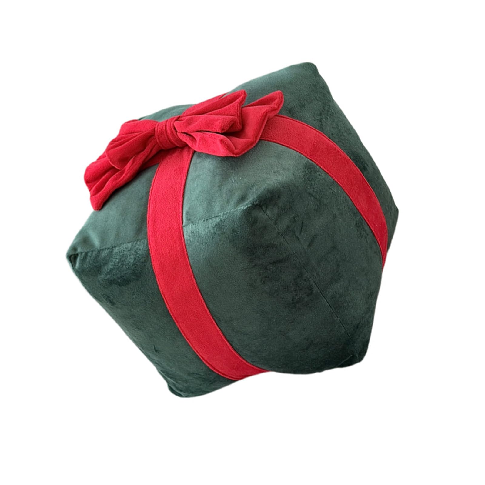 Xanorrg Green Christmas Decor Pillow Present Box Shape With Ribbon Top Accent For Mantel Sofa Chair Cozy Winter Room Look Present Box Pillow Christmas Accent Cushion Festive Throw Decor Plush Cube Ribbon Top Sofa