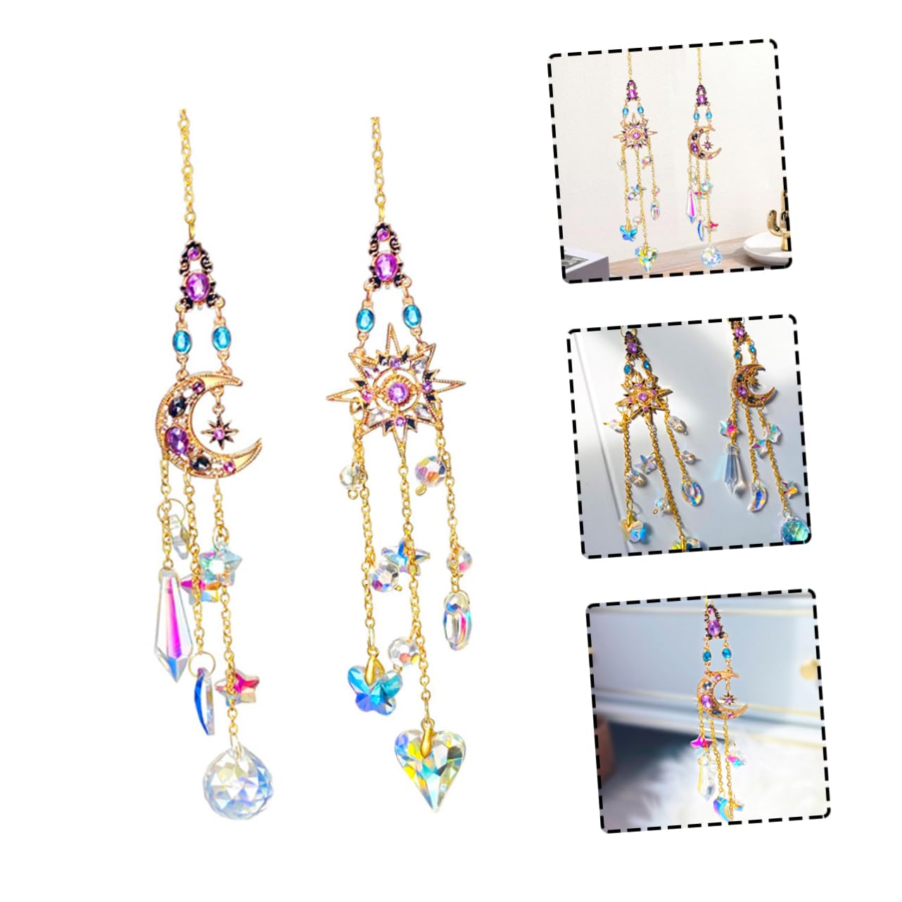 Cabilock 4 Set Di Ornamenti Di Cristallo Per Acchiappasole Decorazioni Per La Casa Pendenti in Cristallo Unico 2 Pezzi * 4