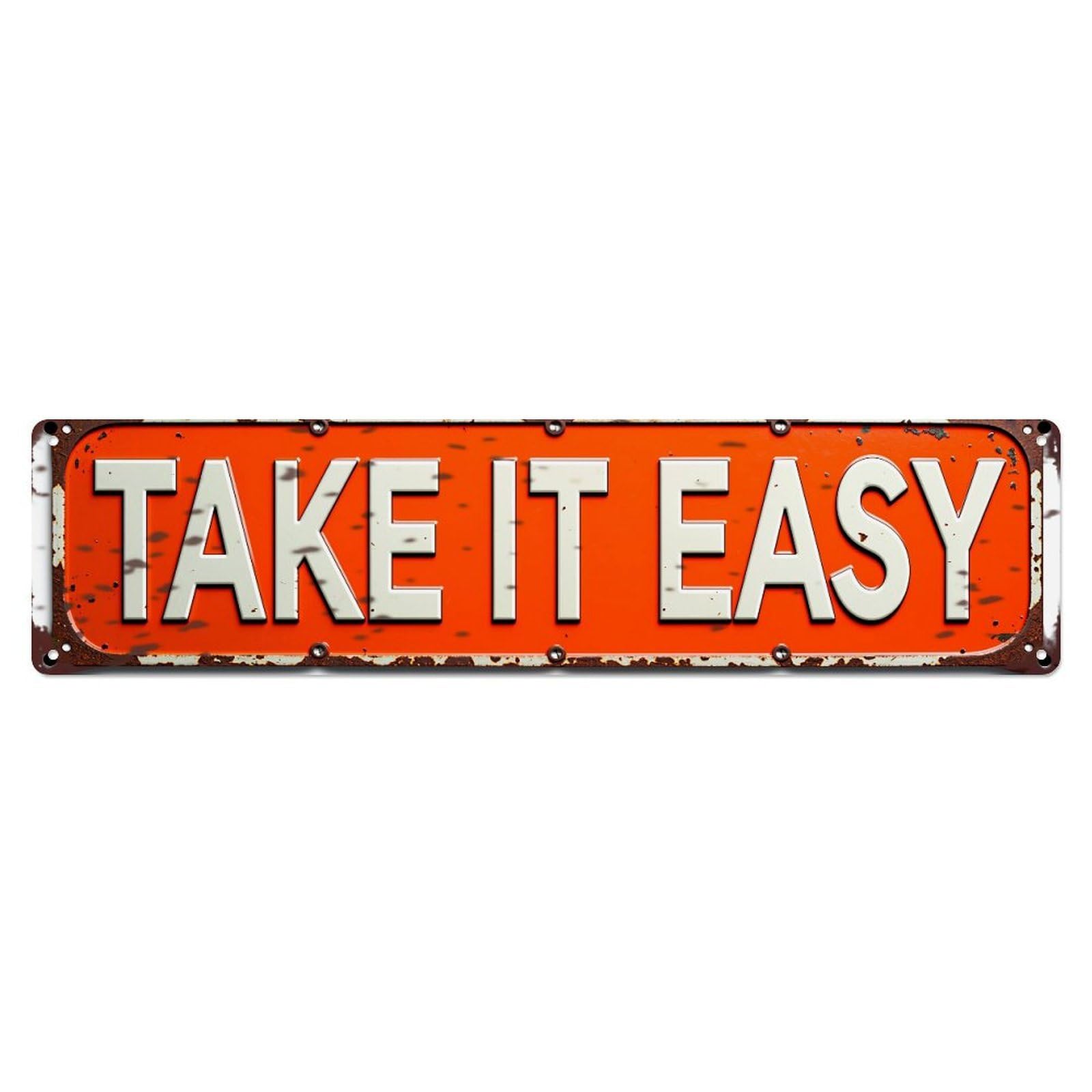 Jdyaojiesheng Vintage Take It Easy Sign Pattern Tin Sign Retro Metal Wall Decor Metal Poster, Home Bar Garage Farmhouse Cafe Wall Art Decoration 4X16inch