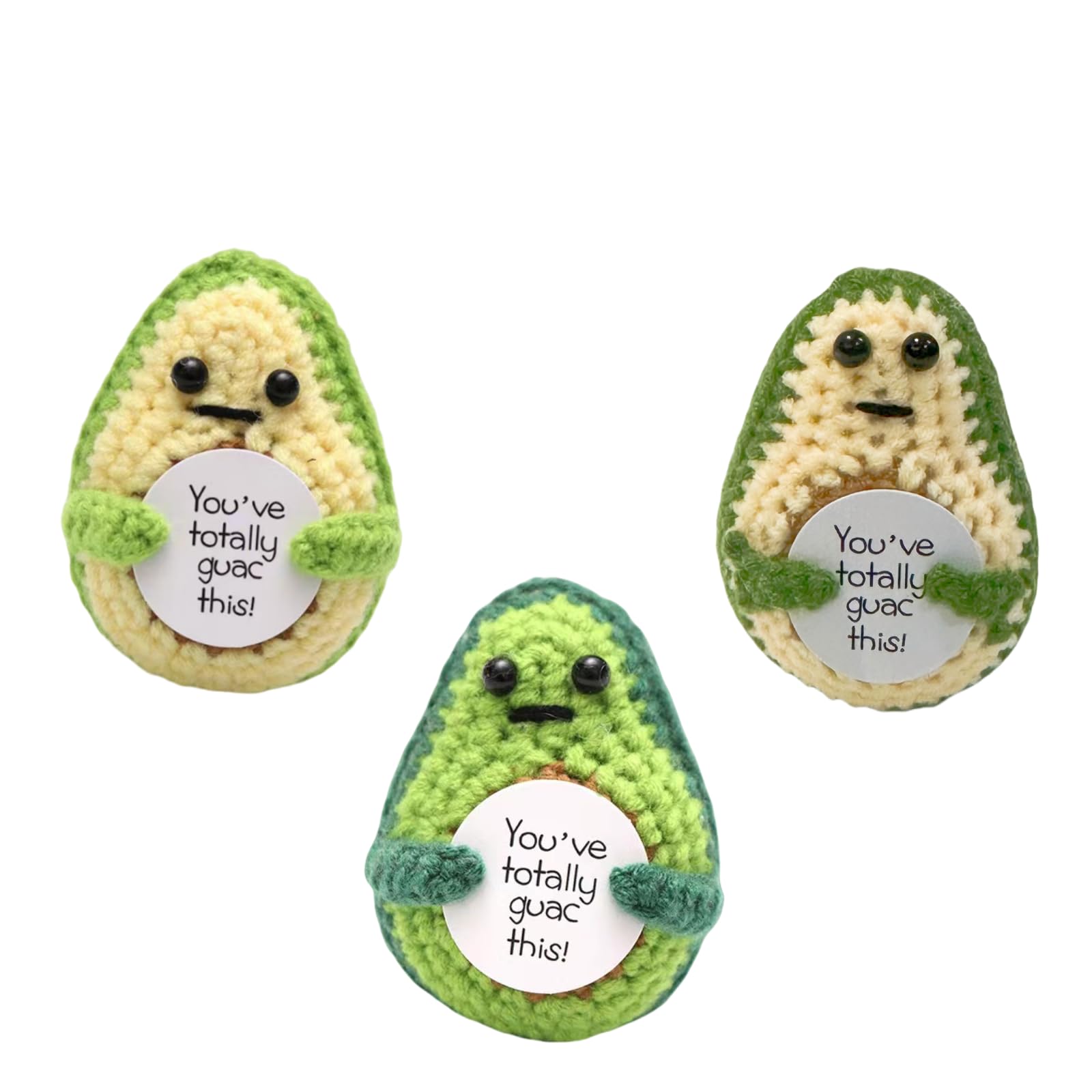 WWZ 3pcs Handmade Positive Gift, Nice Emotional Support Knitted Avocado, Mini Funny Doll for Friends, Reduce Stress with Funny Decorations