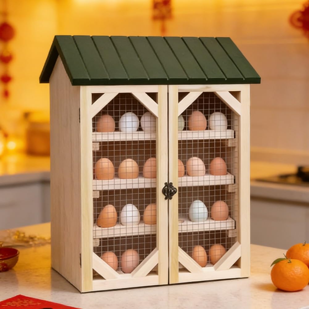 Cabina de huevos de granja, aporta encanto campestre a tu encimera de cocina, contenedor organizador de huevos de estilo rústico para huevos, decoración decorativa de cocina de granja para