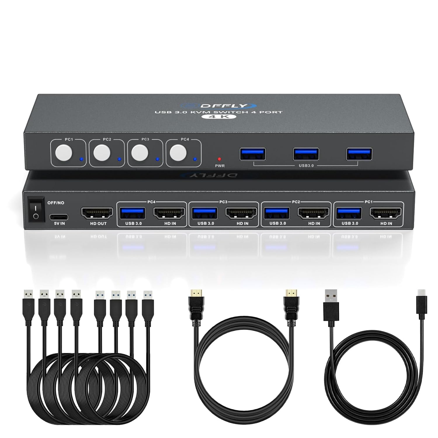 USB3.0 Switch HDMI Kvm Switch 4 Computers 1 Monitors with 3 USB Ports, 4K@60Hz for 4 Computers Sharing Monitor Keyboard Mouse, Supports Button Control, EDID Compatible-picture-18