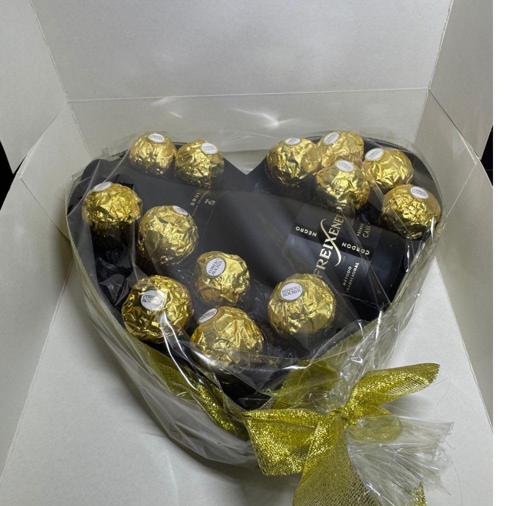 Donda's House® Bombones FERRERO. Cesta Kinder. Regalo original San Valentin. Ferrero Rocher. Bombones Ferrero Rocher. Regalo pareja. Regalos originales mujer, San Valentin, cumpleaños, aniversario.