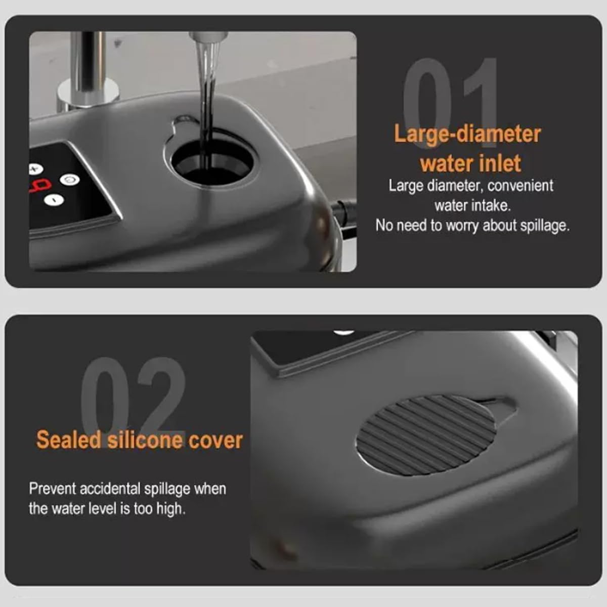 Przenośny parowiec o mocy 2500 W z 6-stopniowym podwójnym sterowaniem i inteligentnym wyświetlaczem, wysokotemperaturowy parowiec pod ciśnieniem ze zbiornikiem(Black)