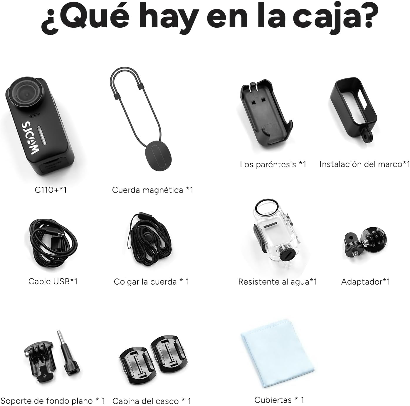 SJCAM C110Plus Cámara Vlogging 4K con Sin Tarjeta,Mini Body CAM Visión de 170°,Grabación de Audio & Vídeo,Estabilización de 6 Ejes,Zoom 8X,30M Impermeable,Cámara Deportiva para Moto,Viajes,Exteriores