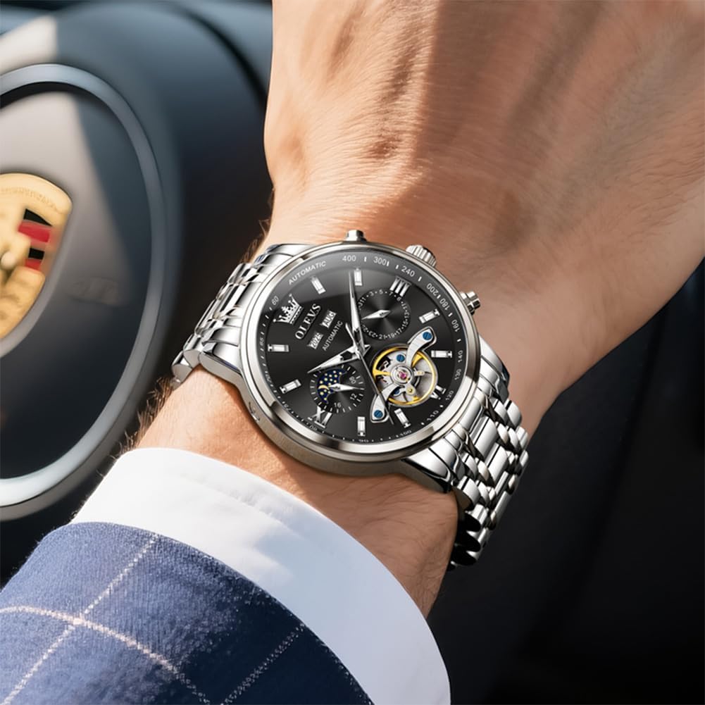 OLEVS Automatic Watches for Men Luxury Skeleton Multi-Function Mechanical Watch Self Winding Date Waterproof Luminous Mens Watch - Image 8