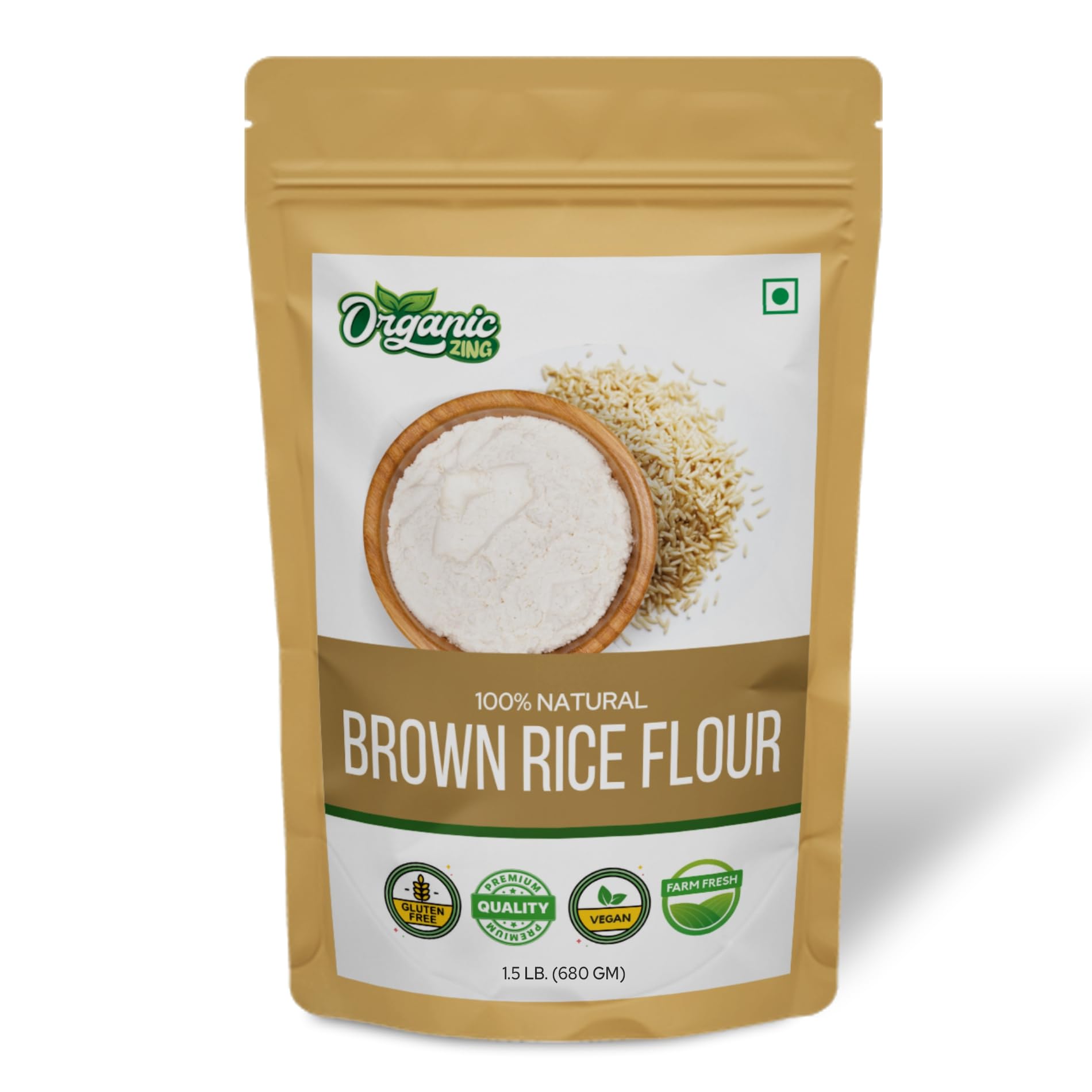 Organic Zing Brown Rice Flour | Rice Flour for Baking | High in Protein | Rice Flour Tortillas - | Vegan | Preservative Free | Product of India - 680 grams Resealable Pack (B0B2PQNN2W) Amazon Price History, Amazon Price Tracker